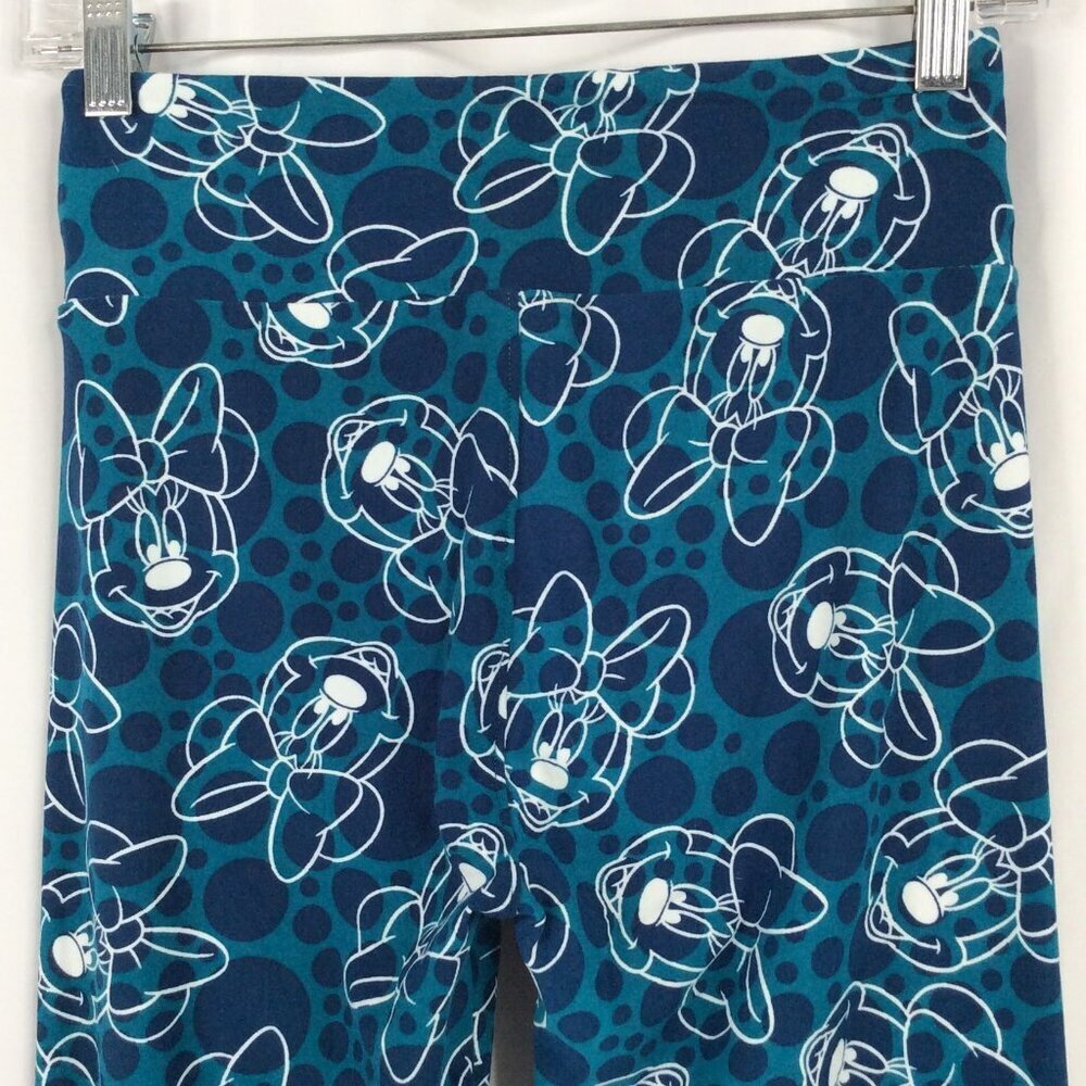 LulaRoe Women's Disney Minnie Mouse Leggings OS Teal Blue Polka Dots Print‎